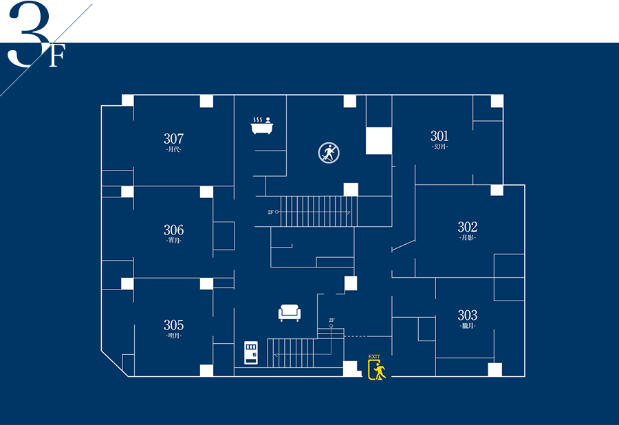 map 3F Setouchi Mangetsuso Takamatsu Kagawa Guest house Hotel Hostel